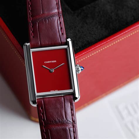 red cartier watch|cartier watch red leather strap.